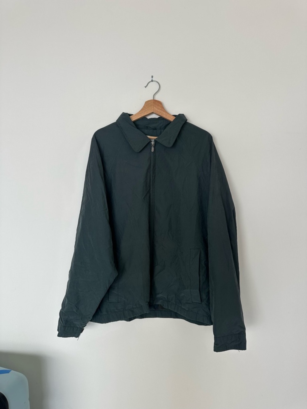 Vintage Men's Eddie Bauer Dark Green Zip-Front Jacket Size L
